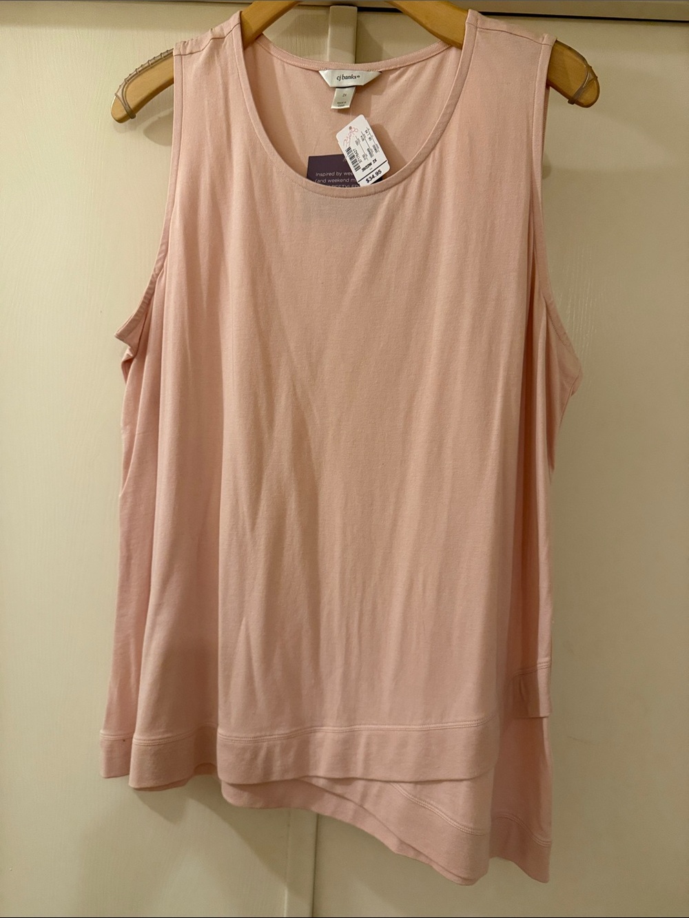 CJ Banks Sleeveless Scoop Neck Tank Top - Blush Pink